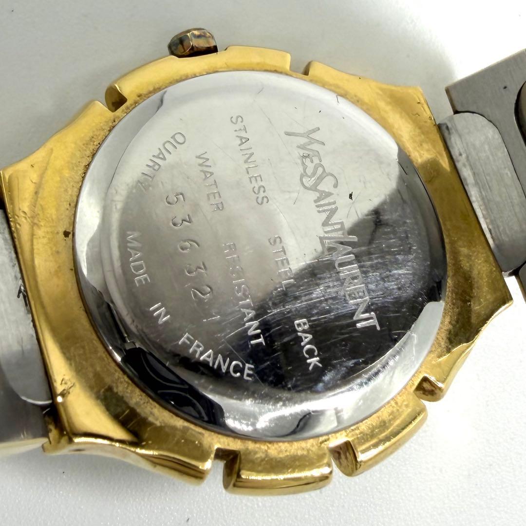 【稼働】 イヴサンローラン 腕時計 ゴールド コンビ 金針 レディース シルバー
