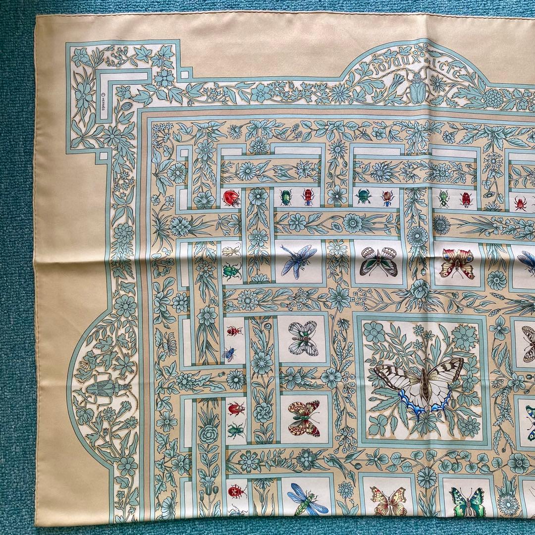 エルメス カレ90 スカーフ シルク100% 1990年代　ベージュ系