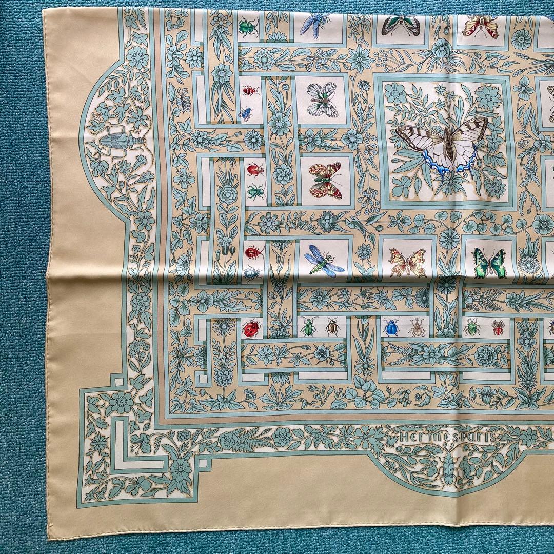 エルメス カレ90 スカーフ シルク100% 1990年代　ベージュ系
