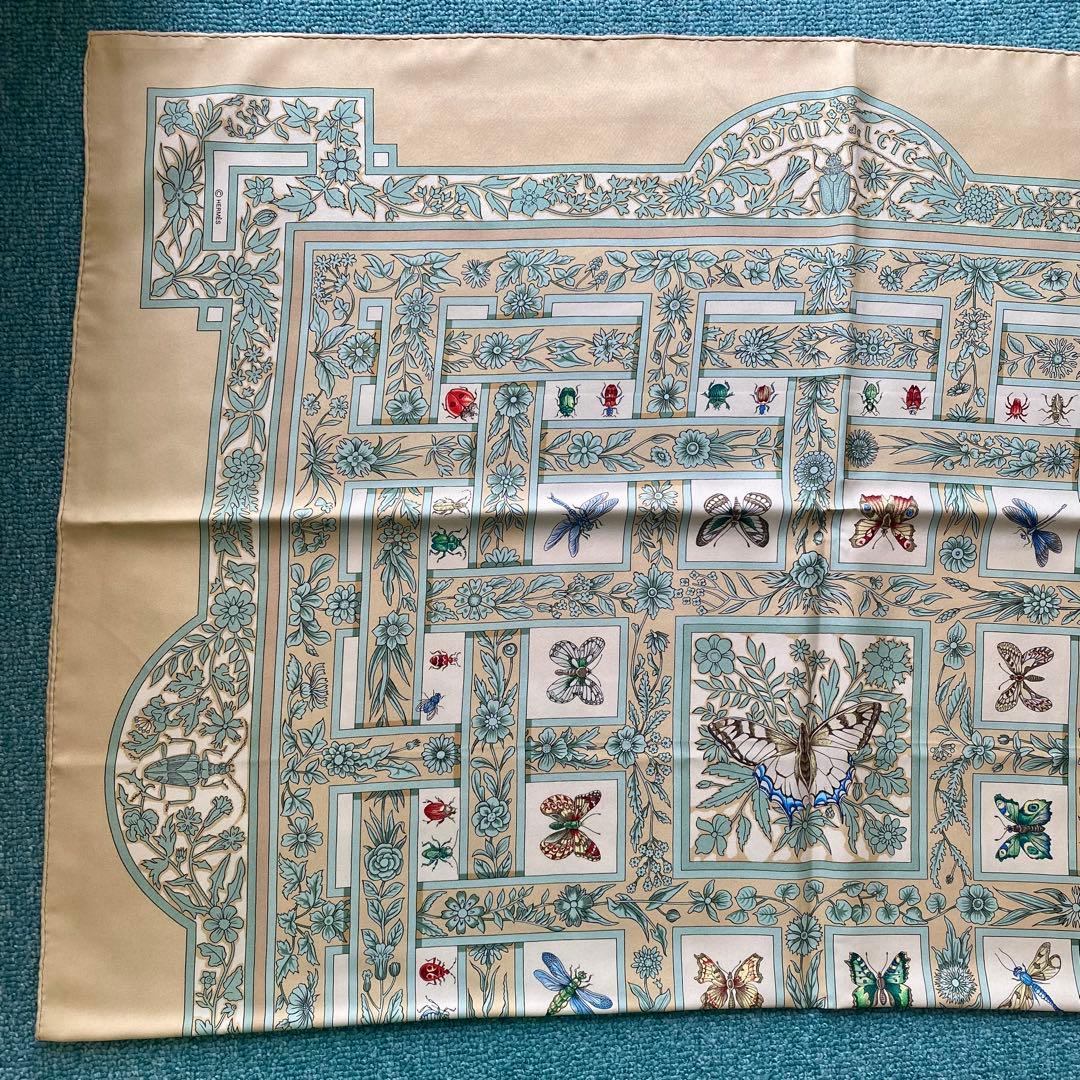 エルメス カレ90 スカーフ シルク100% 1990年代　ベージュ系