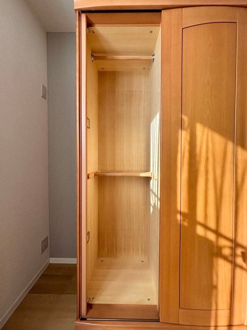 洋服タンス 木製クローゼット ミラー付き