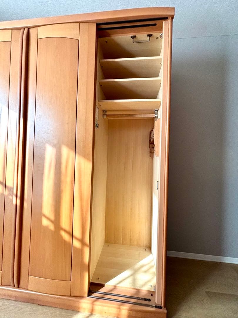 洋服タンス 木製クローゼット ミラー付き