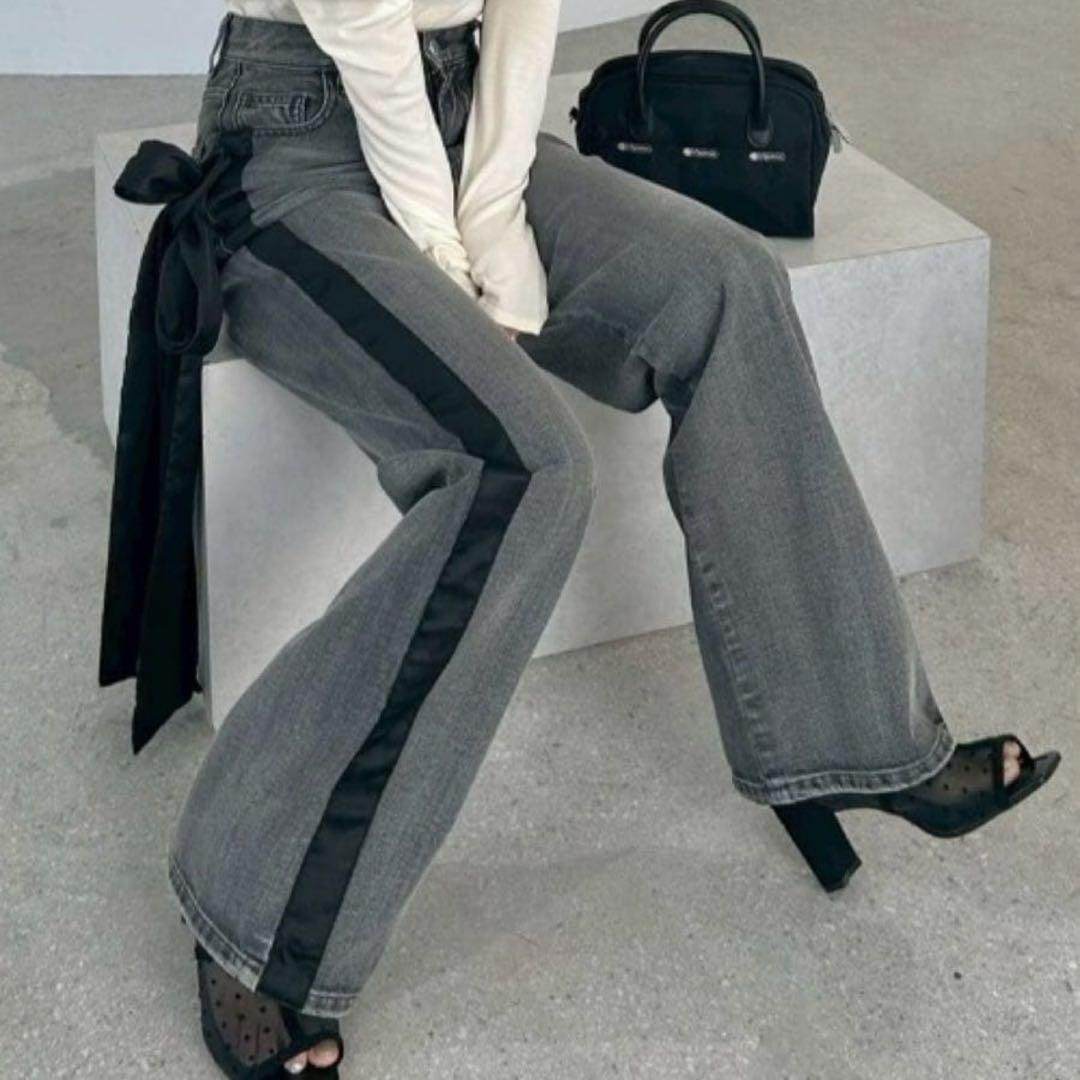 FRAY I.D リボンモチーフストレートワイドデニム