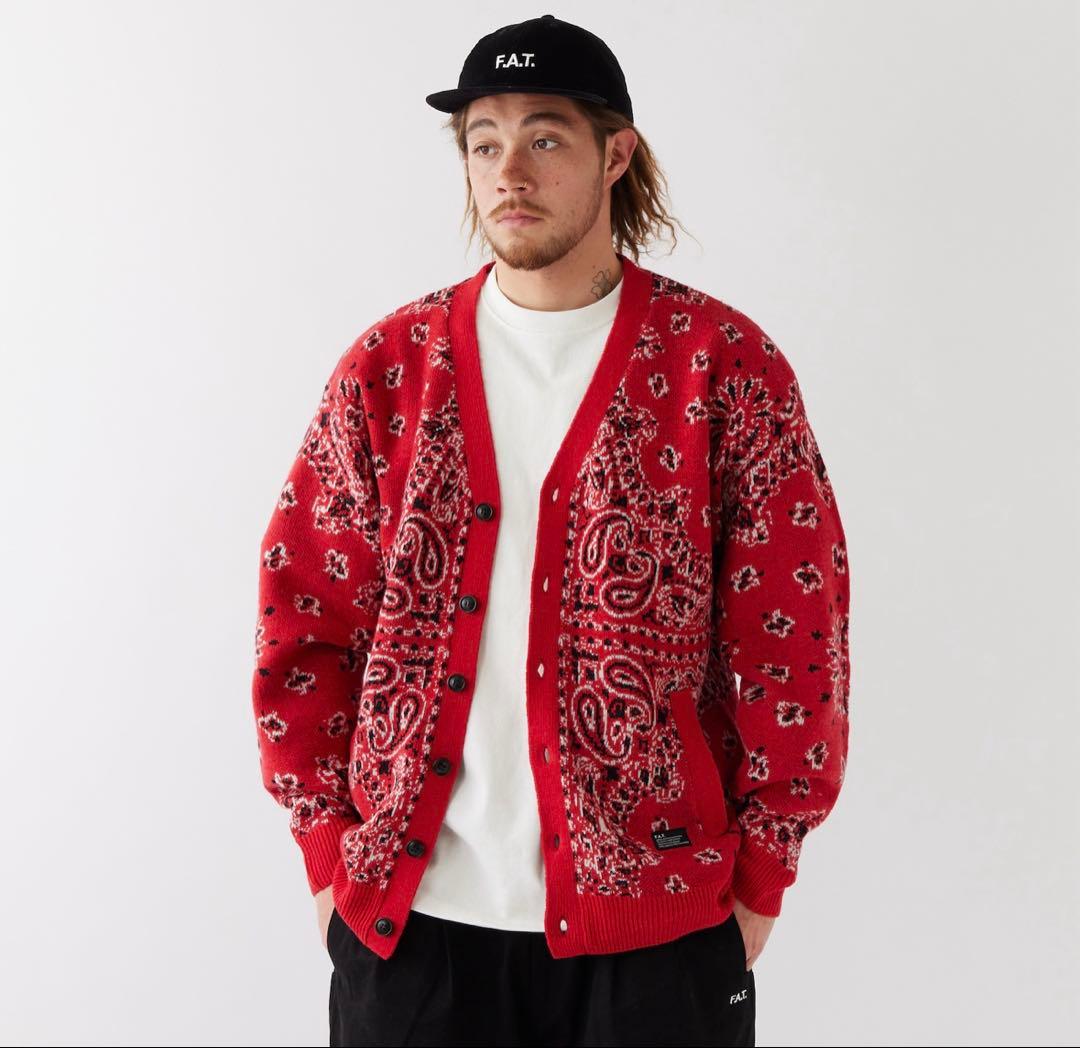 新品F.A.T. バンダナ柄 カーディガン JUMBO サイズ レッド