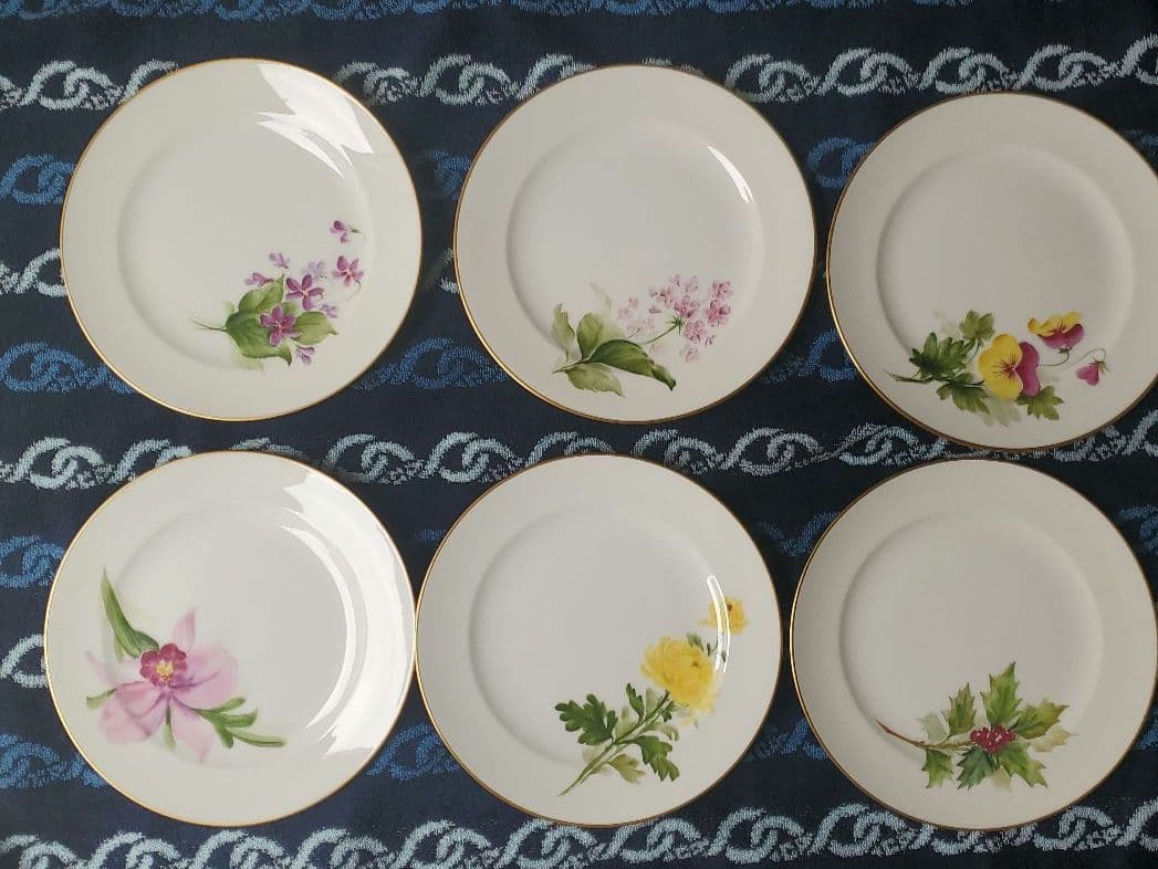 貴重　ハンドペイント　大倉陶園　花柄　プレート6枚セット　オークラ　アンティーク