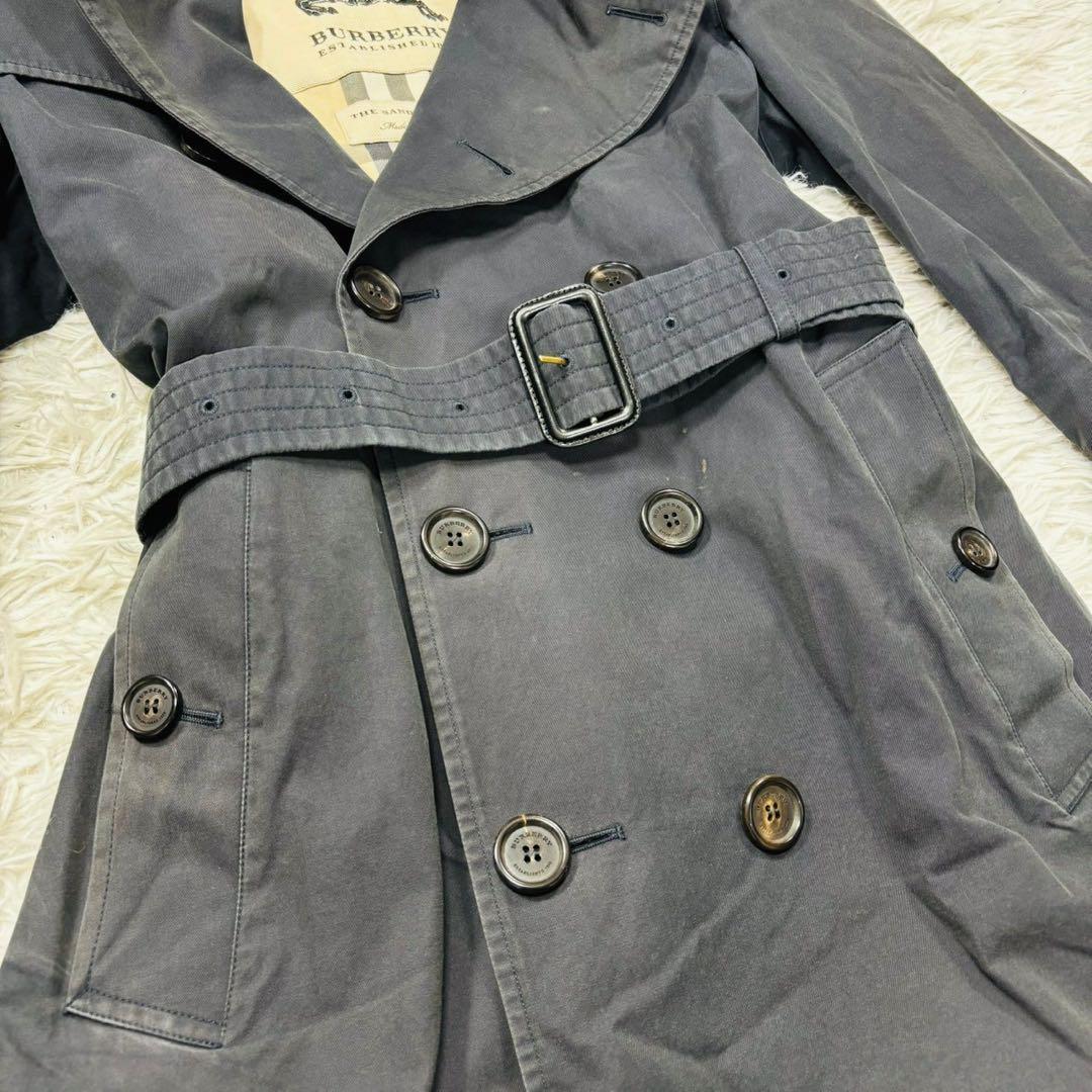 美品 バーバリー 現行 サンドリンガム トレンチコート 紺 ヘリテージ 44 S