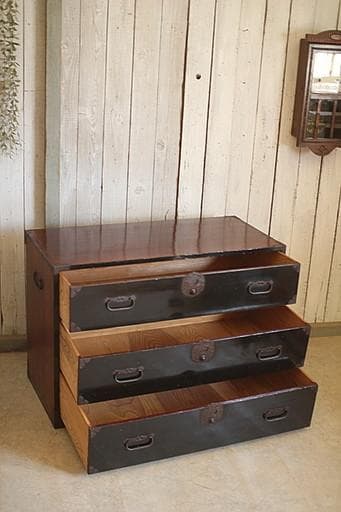 丸金具　時代庄内箪笥3段