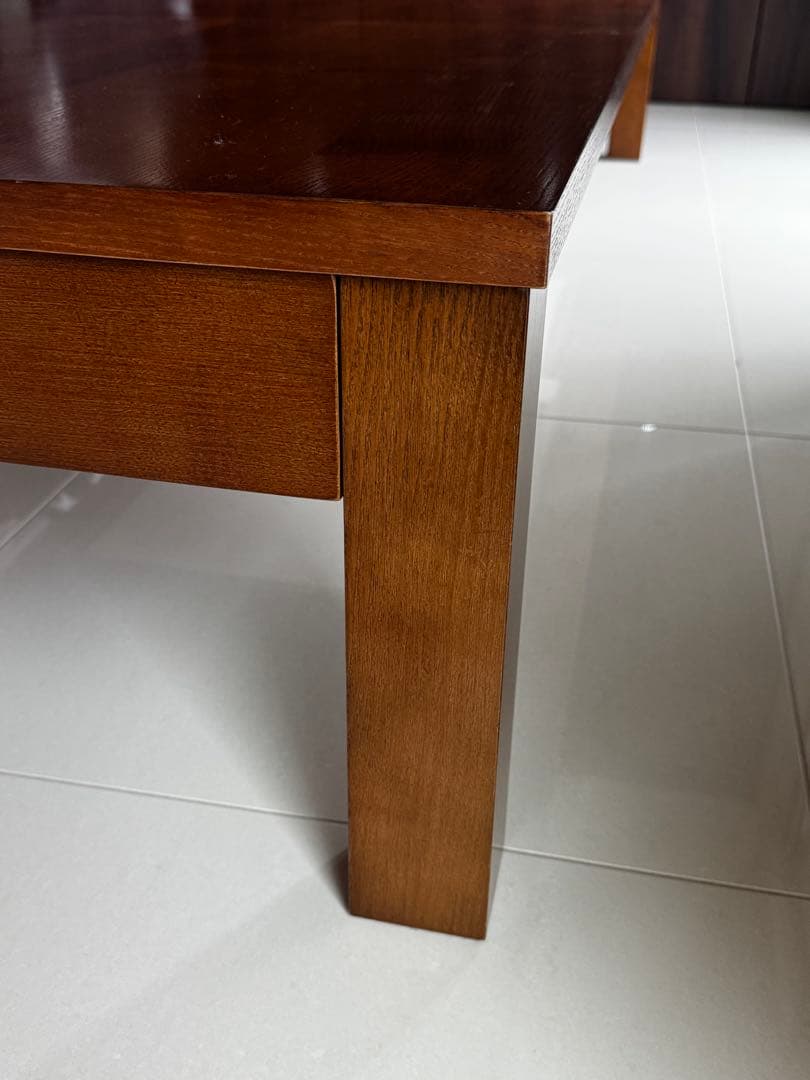 3段階伸縮　145・175・205cm木製ローテーブル　ダークブラウン