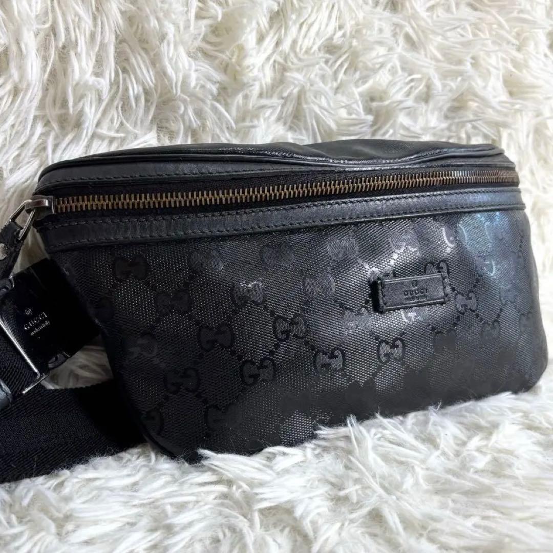 GUCCI グッチ　GGインプリメ　ウエストバッグ　ボディバッグ　ブラック
