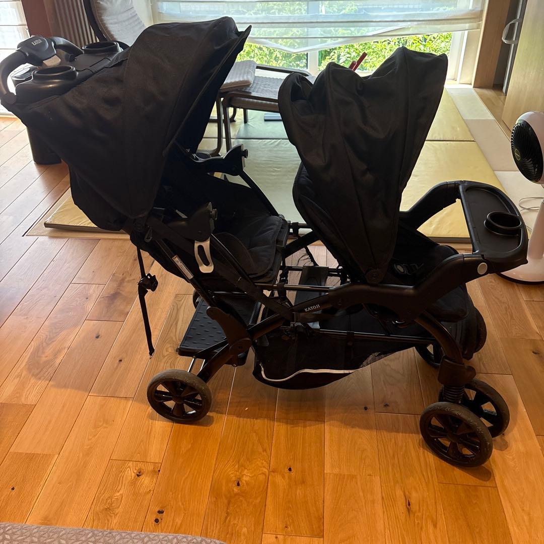 2人でゴーDX ダブルベビーカー ブラック 折りたたみ