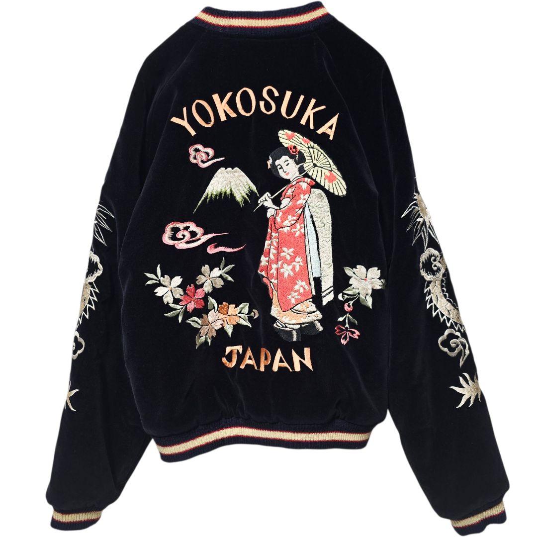 テーラー東洋 別珍 スカジャン 舞妓 鷹 日本 龍 刺繍 L 美品