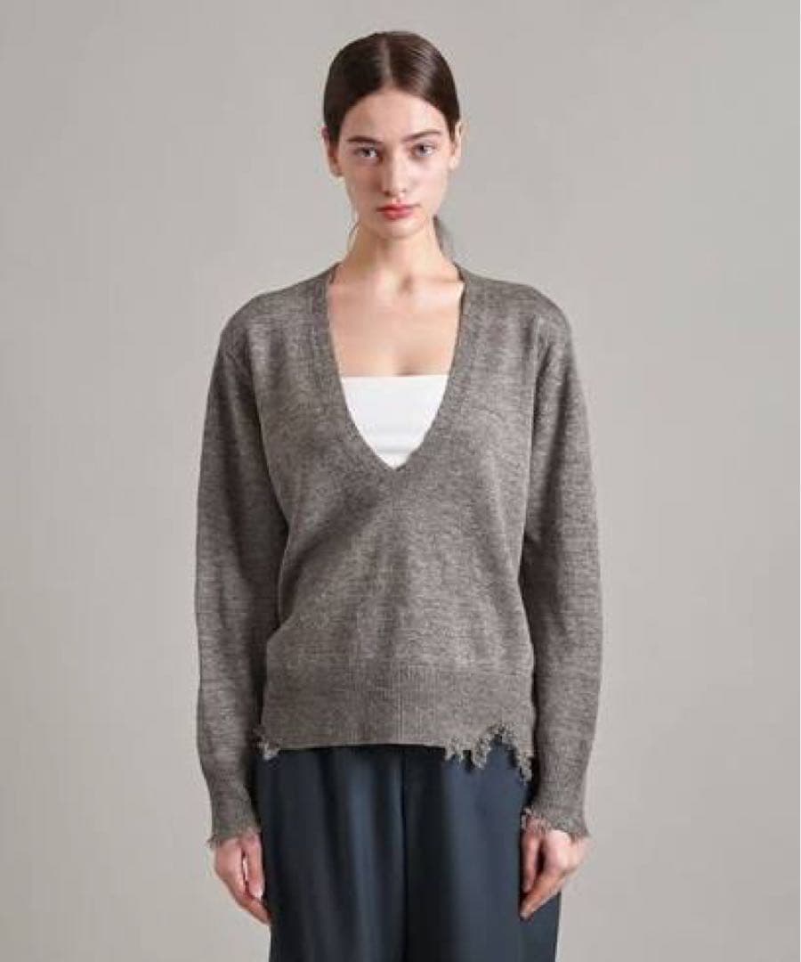 <LOEFF> ダメージVネックニットプルオーバー