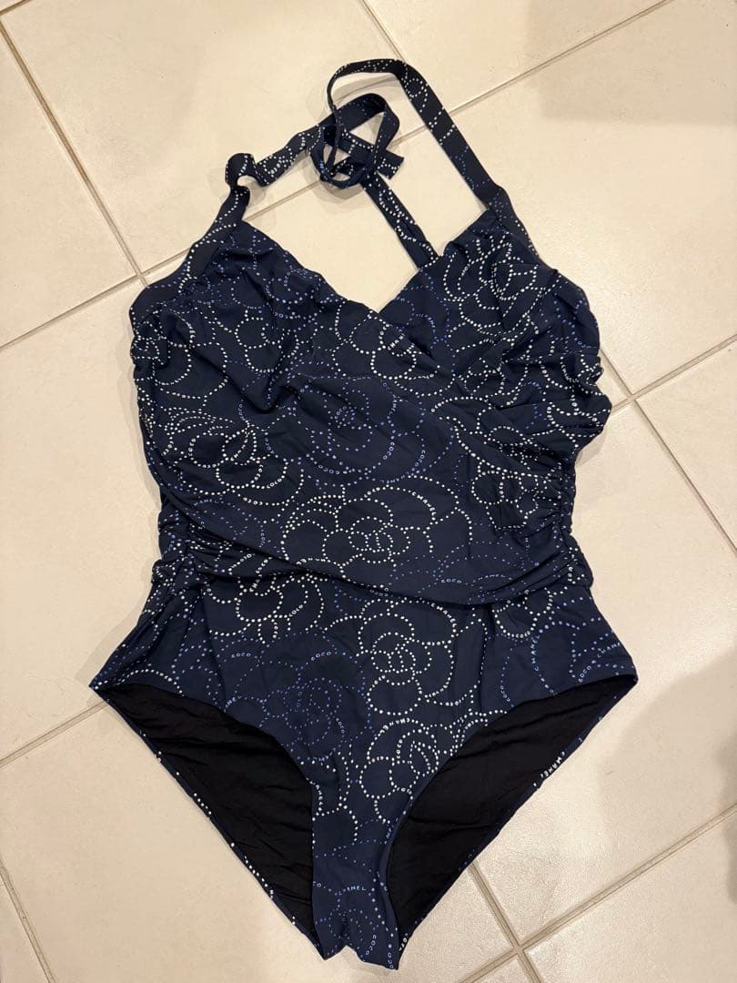 CHANEL ワンピース水着 ネイビー 花柄