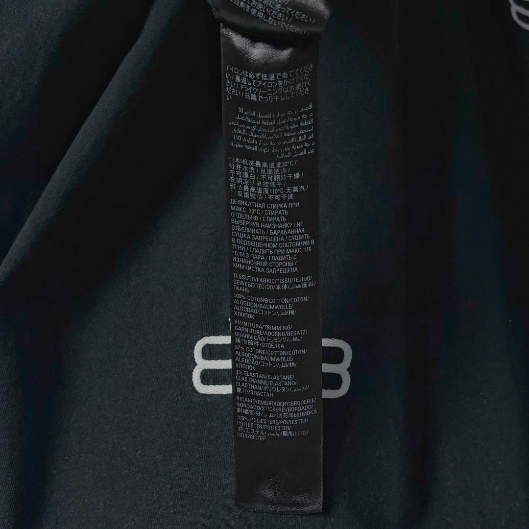 368【サイズ5】バレンシアガ☆両袖BB刺繍入りロンＴ デストロイ加工 ブラック