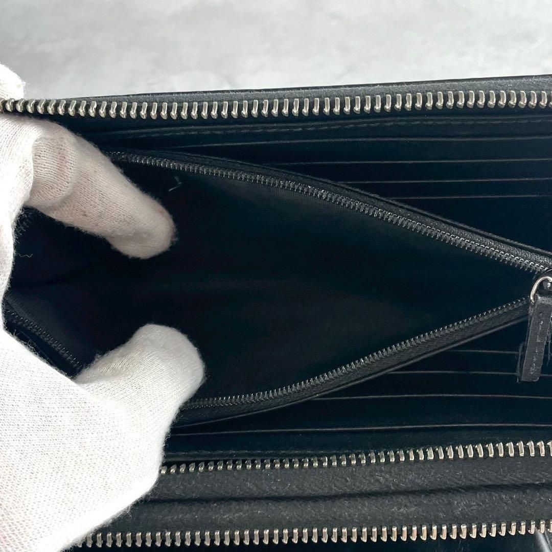 グッチ マイクロシマ オーガナイザー ダブルファスナー レザー ブラック