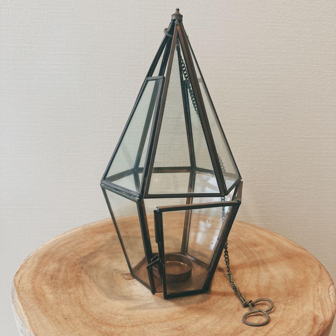 アンティーク調　ブラス製 キャンドルホルダー　キャンドル付　ランタン