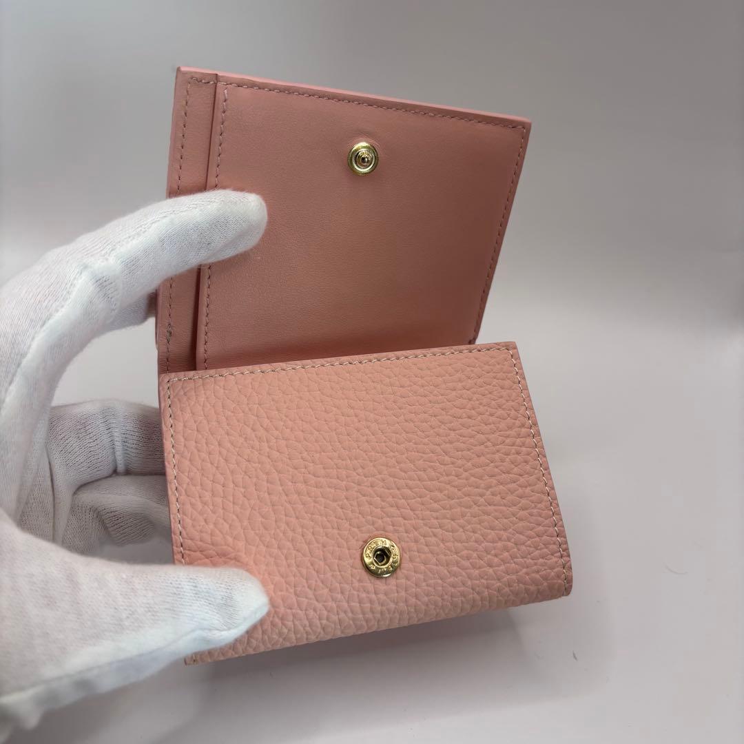 BONAVENTURA 三つ折り財布　ピンク　レザー　スモールウォレット　財布