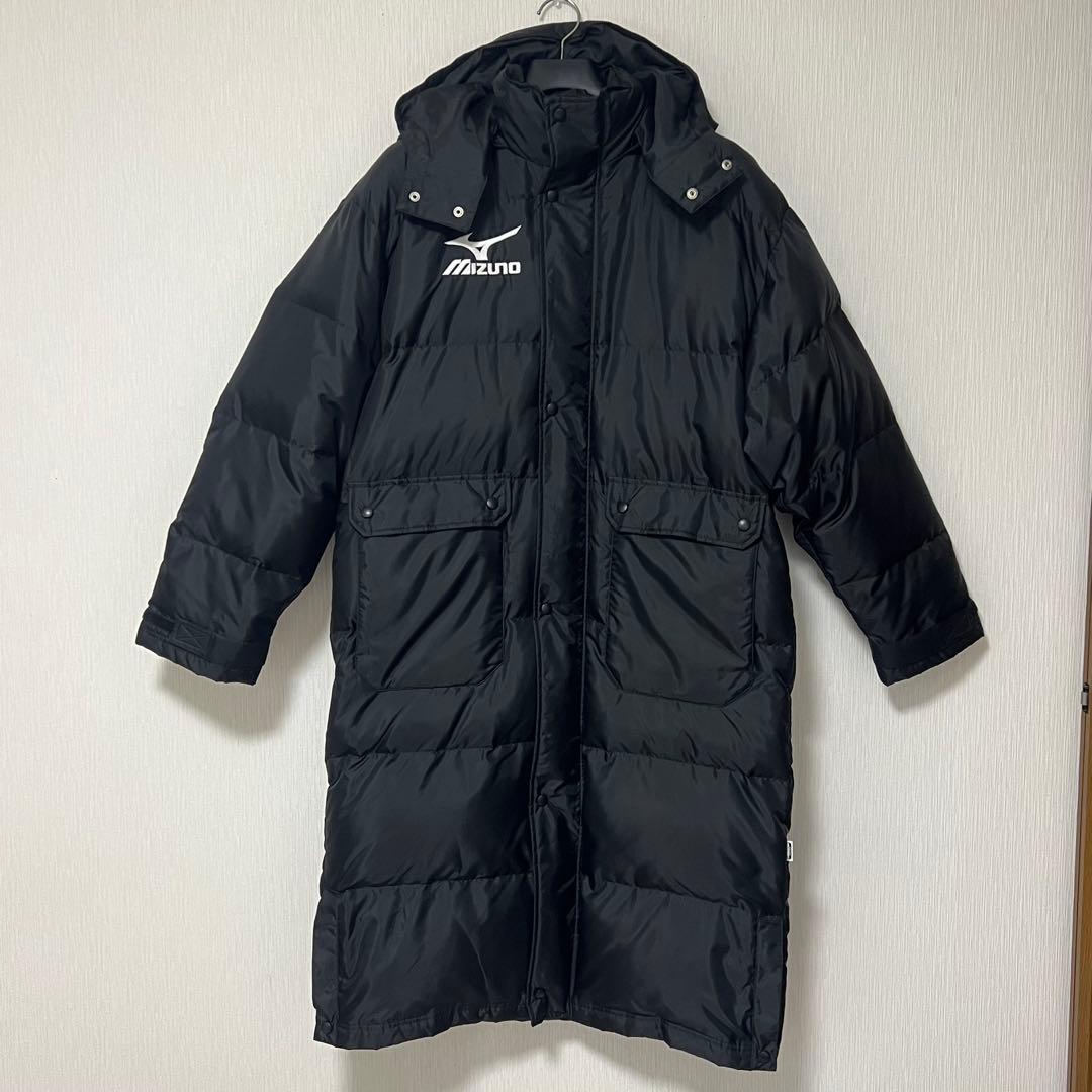 ミズノ　ダウン　ロング　ベンチコート　サーマルプラス　Oサイズ　ブラック