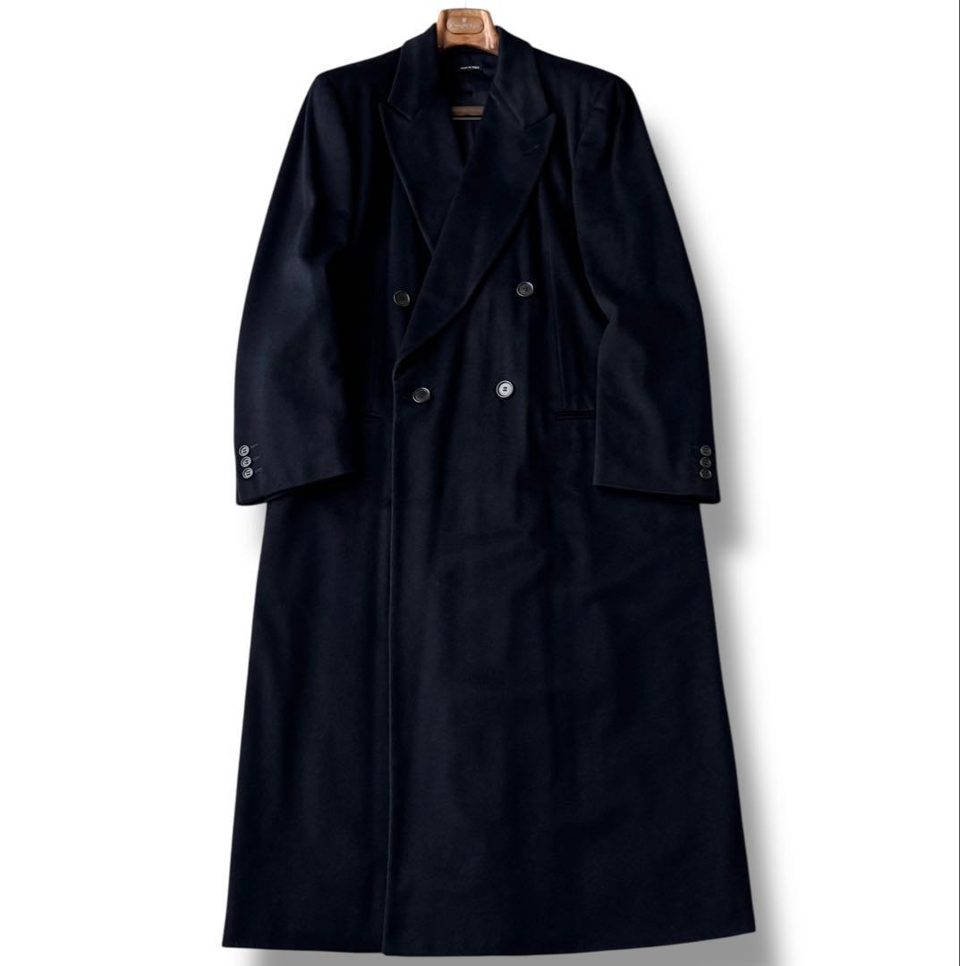 ジョルジオ アルマーニ ダブル ロング チェスター コート 黒 48 XL程