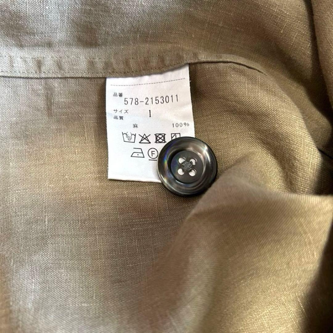 マーガレットハウエル リネンシャツ　半袖 カーキ