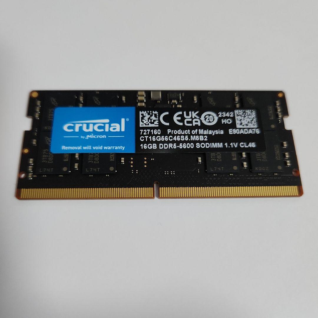 (中古)Crucial 16GB DDR5-5600 SODIMM メモリ①