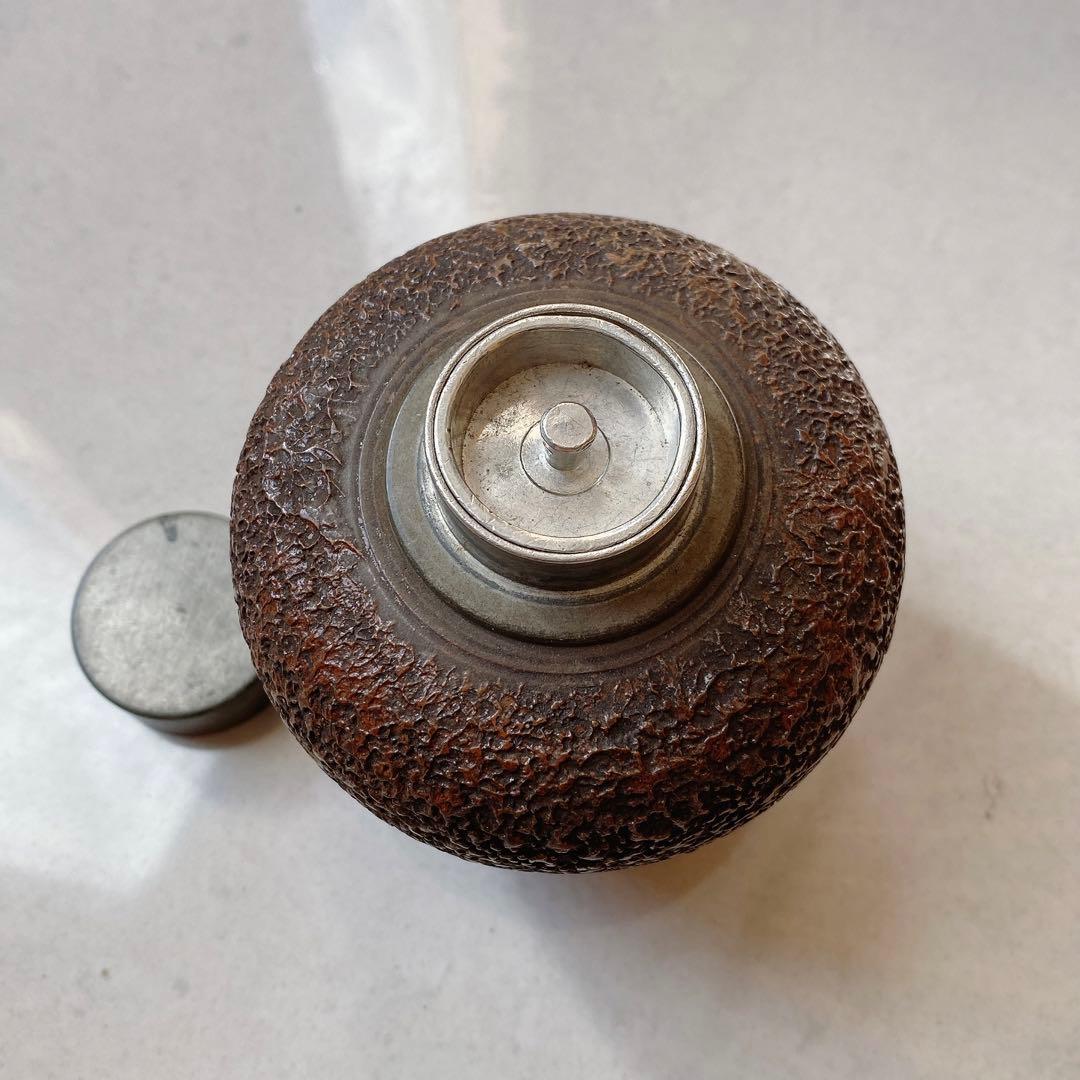 備前　茶筒　錫　vintage