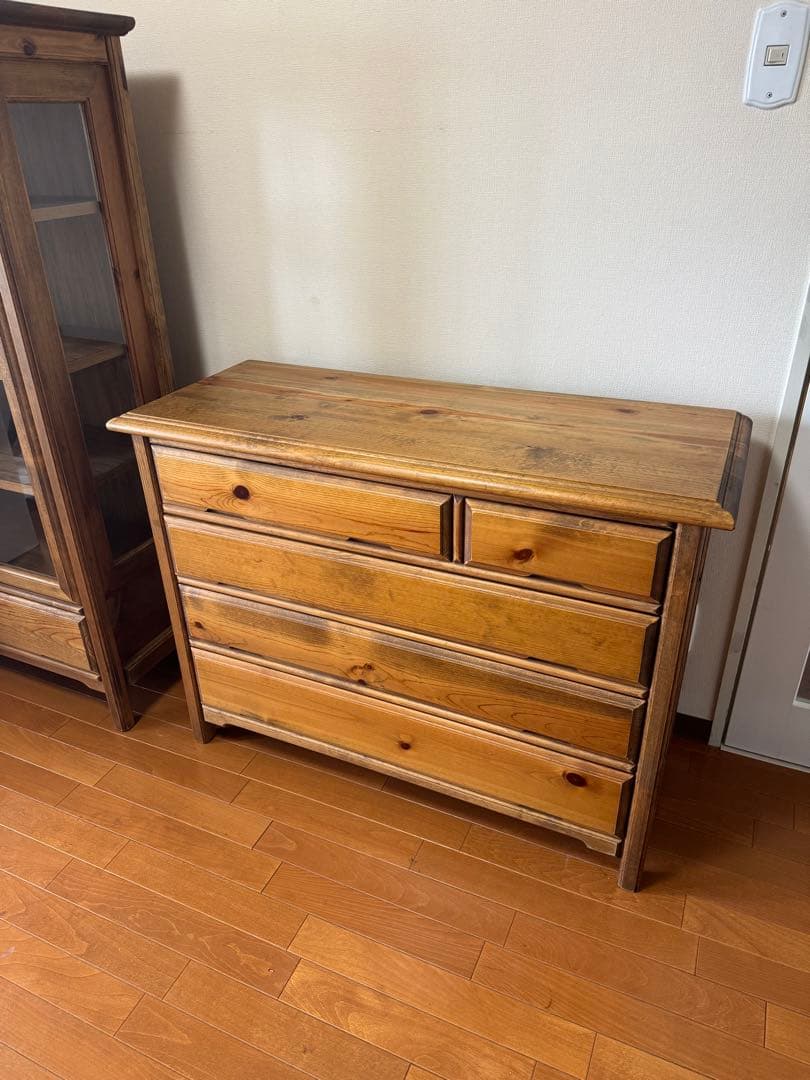 ☆アンティークナチュラルウッドチェスト 4段