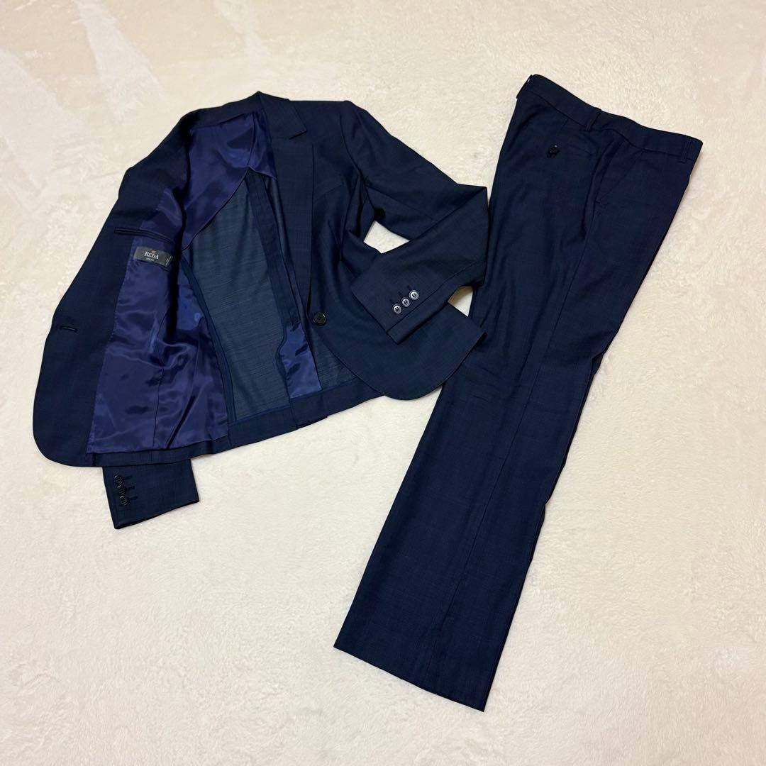 スーツカンパニー READ 【上42 下40】 ウール100 パンツスーツ 濃紺