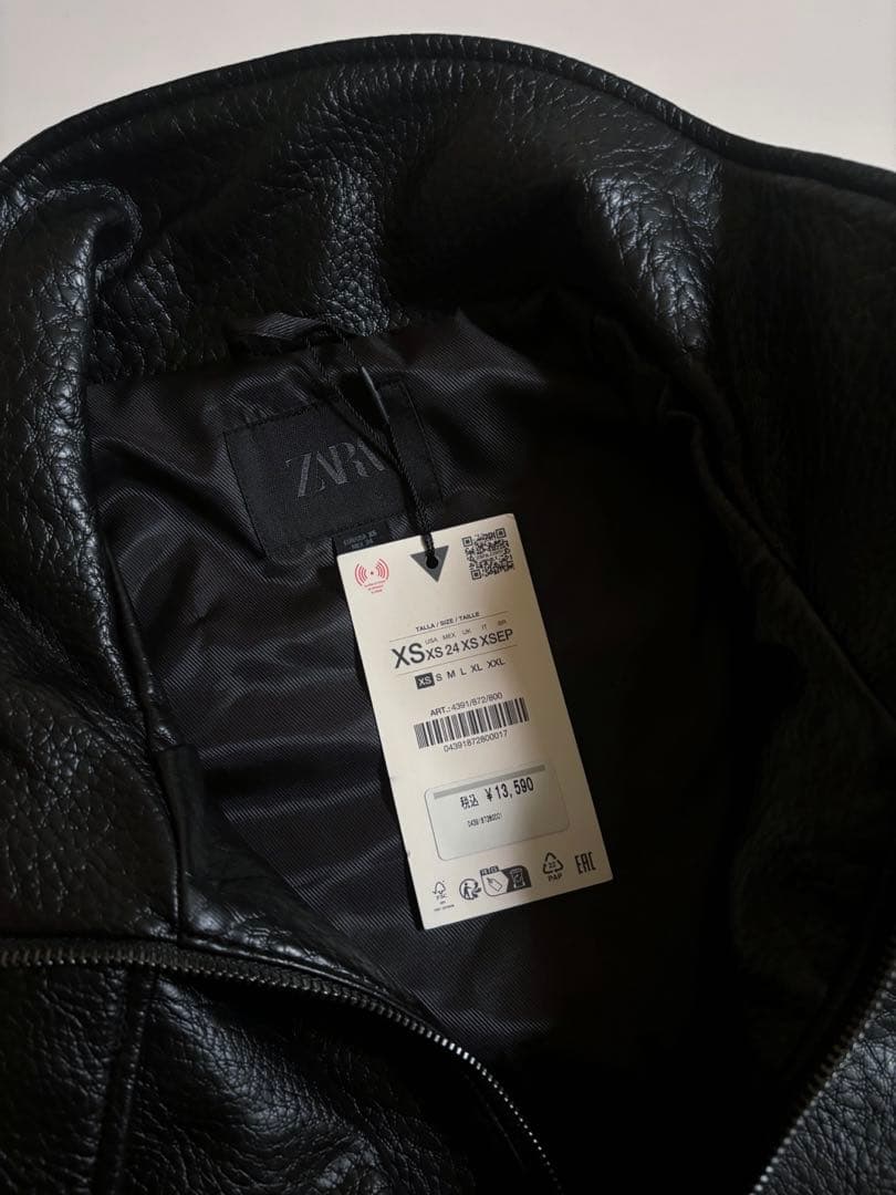 本物 ZARA ザラ フェイクレザージャケット ブラック 黒 xs YSL似