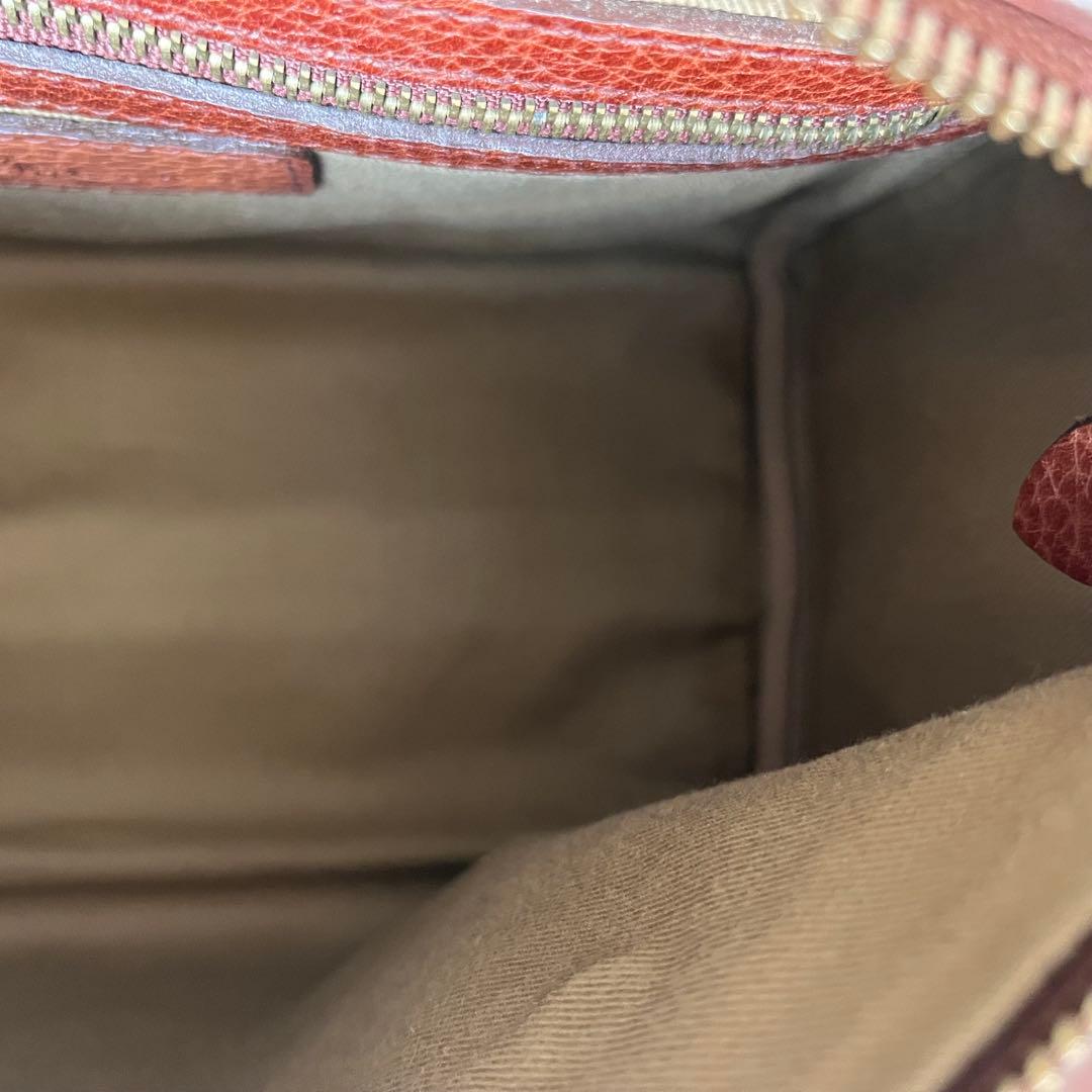 ポロラルフローレン ミニボストンバッグ　ハンドバッグ レザー シボ革 ブラウン