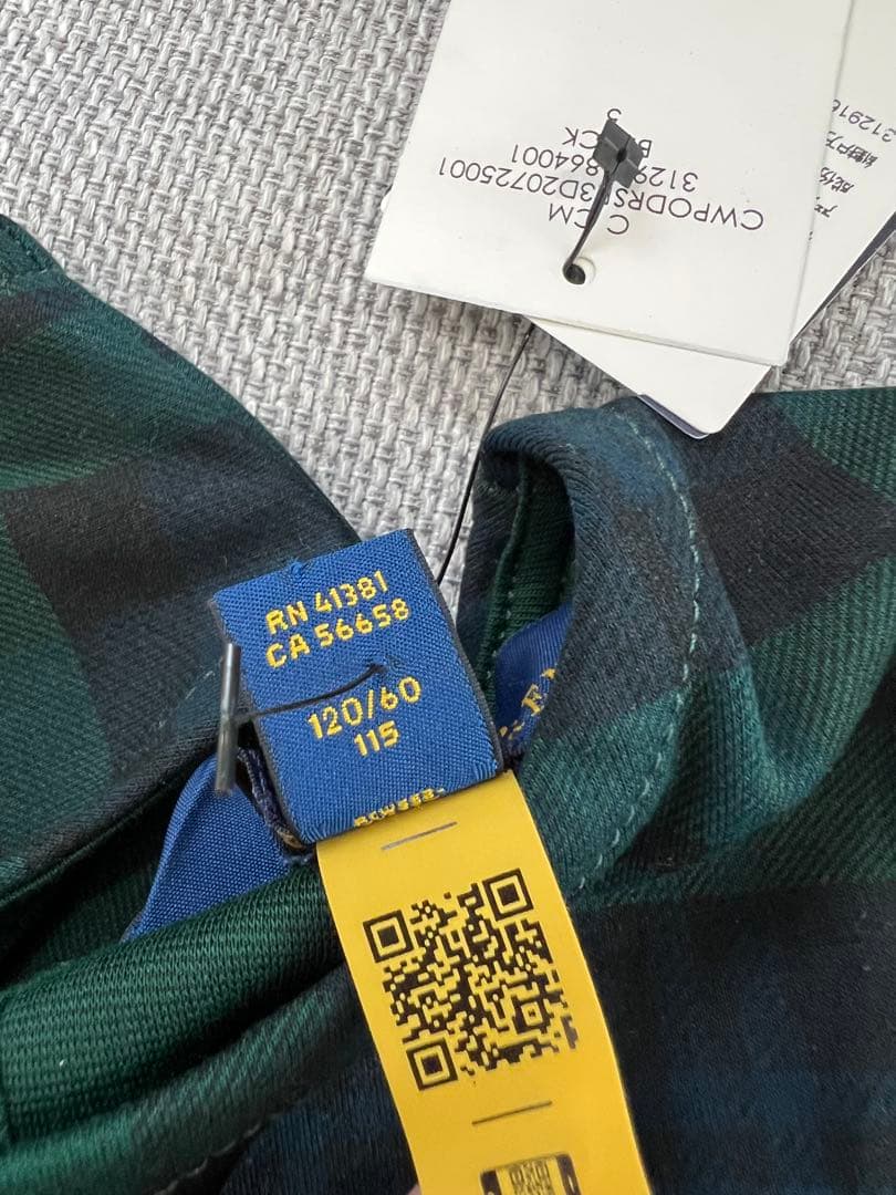 ラルフローレン　緑×黒　ノースリーブ チェック柄 ワンピース　サイズ120cm