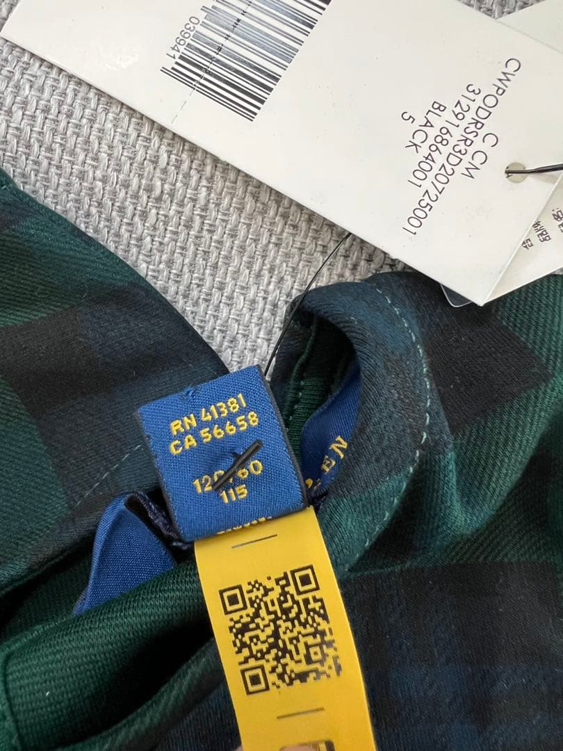 ラルフローレン　緑×黒　ノースリーブ チェック柄 ワンピース　サイズ120cm