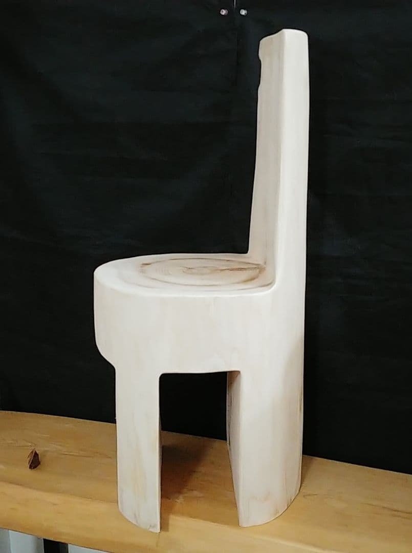 丸太椅子　ヒノキ　背もたれ付き