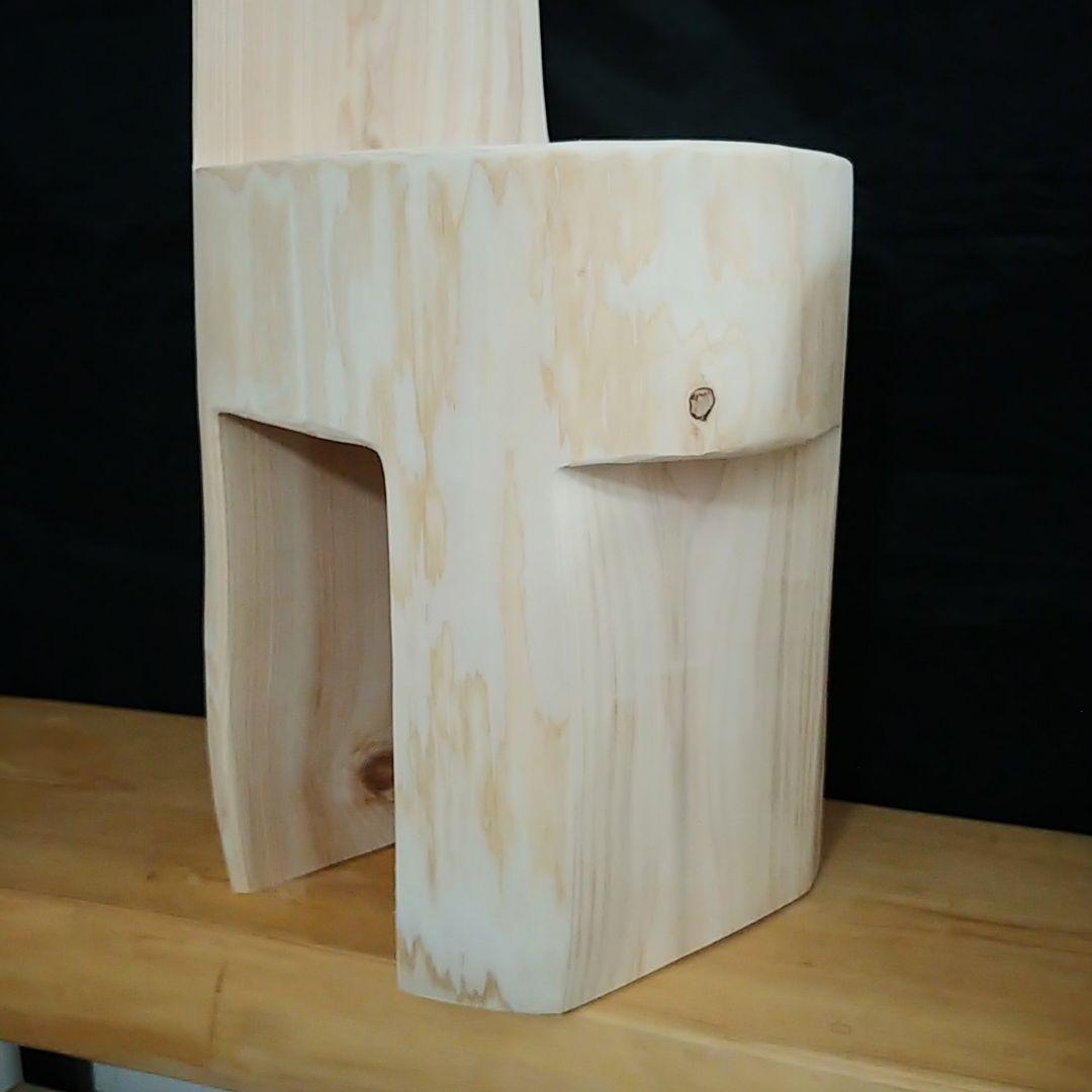 丸太椅子　ヒノキ　背もたれ付き