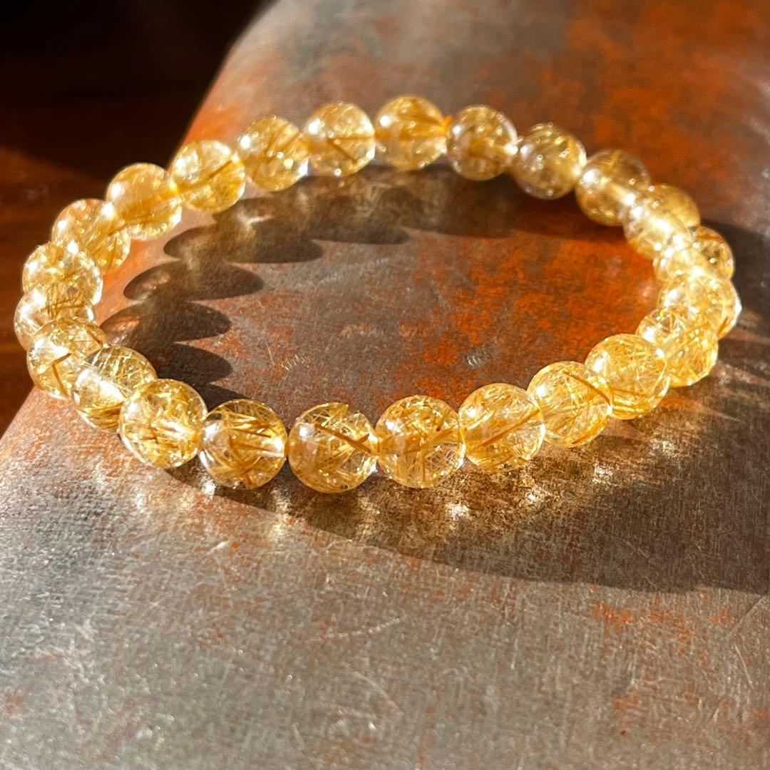 ゴールドルチル 天然石 ブレスレット 7.7mm前後 パワーストーン 開運 金運