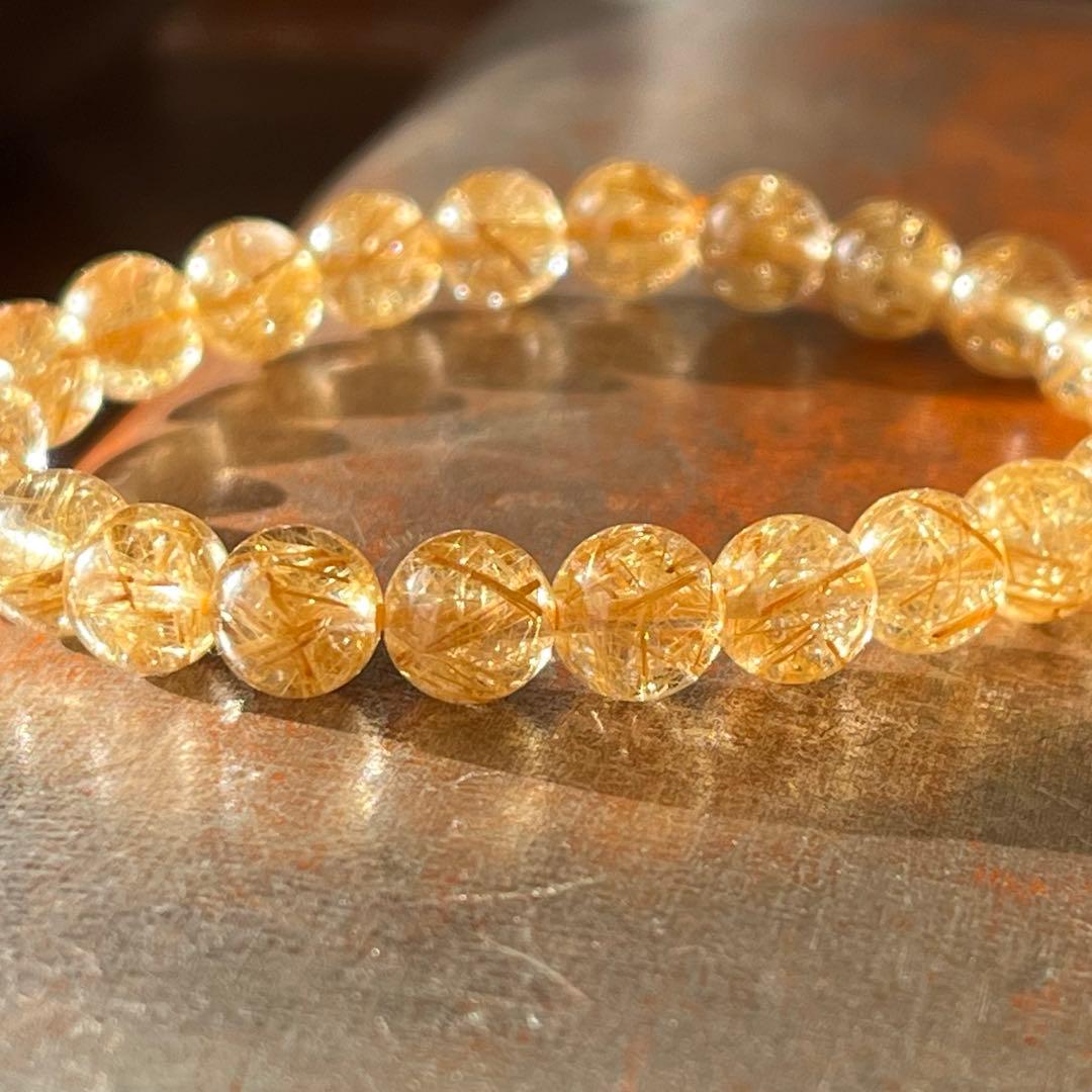 ゴールドルチル 天然石 ブレスレット 7.7mm前後 パワーストーン 開運 金運