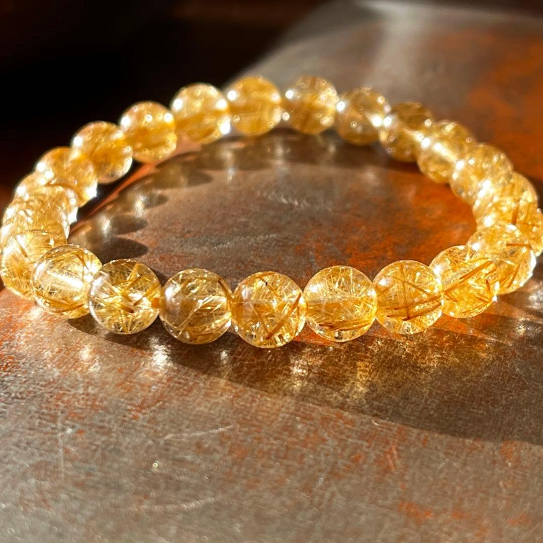 ゴールドルチル 天然石 ブレスレット 7.7mm前後 パワーストーン 開運 金運