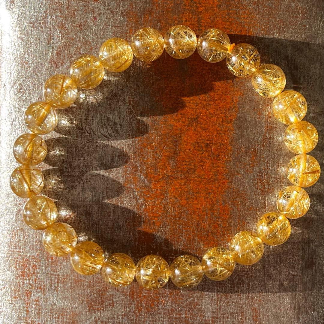 ゴールドルチル 天然石 ブレスレット 7.7mm前後 パワーストーン 開運 金運