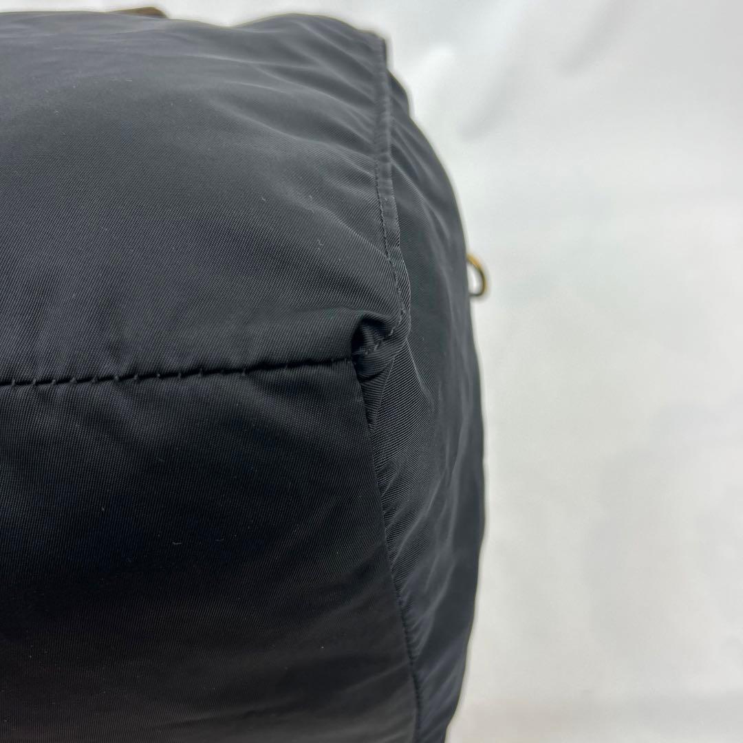 【美品】フェリージ　ボストンバッグ　2way ナイロン　レザー　鍵付き　大容量