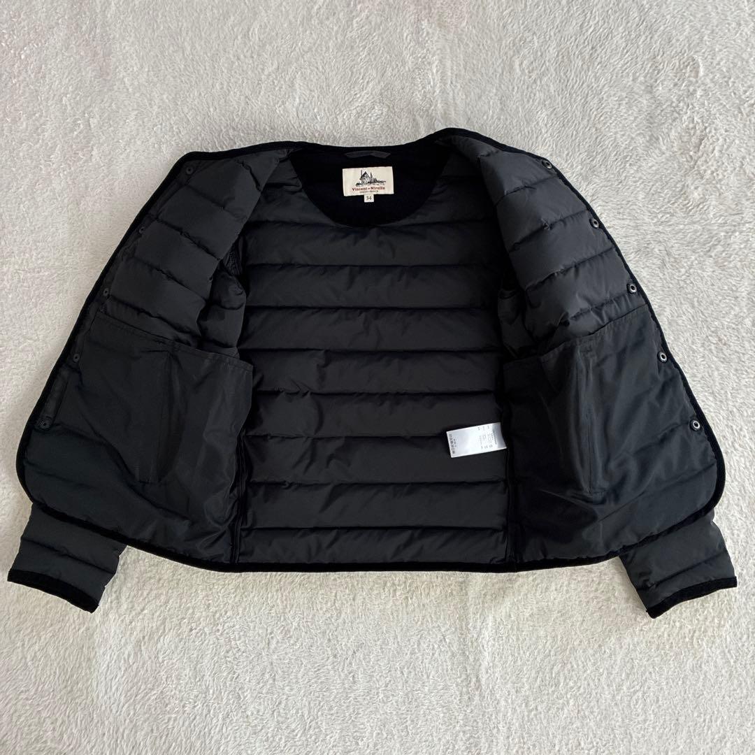 美品 バンソンエミレイユ ステッチレスダウンカーディガン 黒 ダウンジャケット