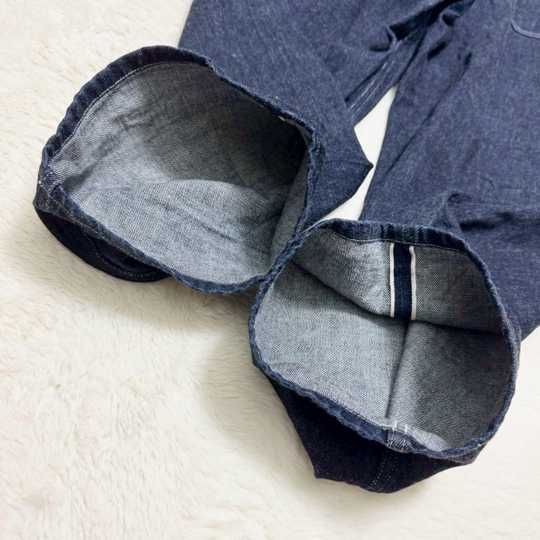 快晴堂 デニム サロペット オーバーオール 日本製 インディゴ 水玉 サイズ2