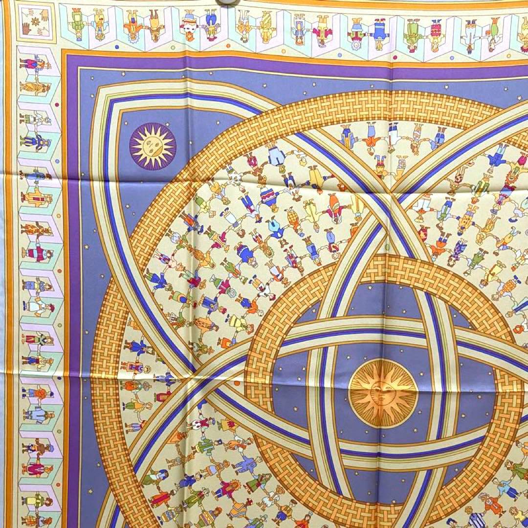 極美品 箱付未使用 エルメス シルクスカーフ カレ90 手を差し伸べる 手を繋ぐ