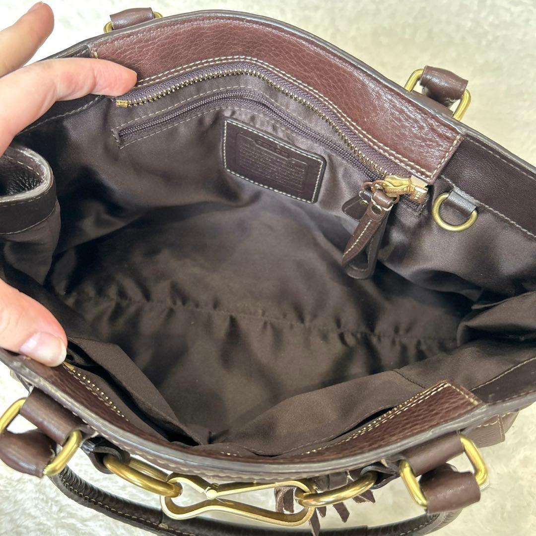 【美品】コーチ トートバッグ ブラウン レザー シボ革 10212