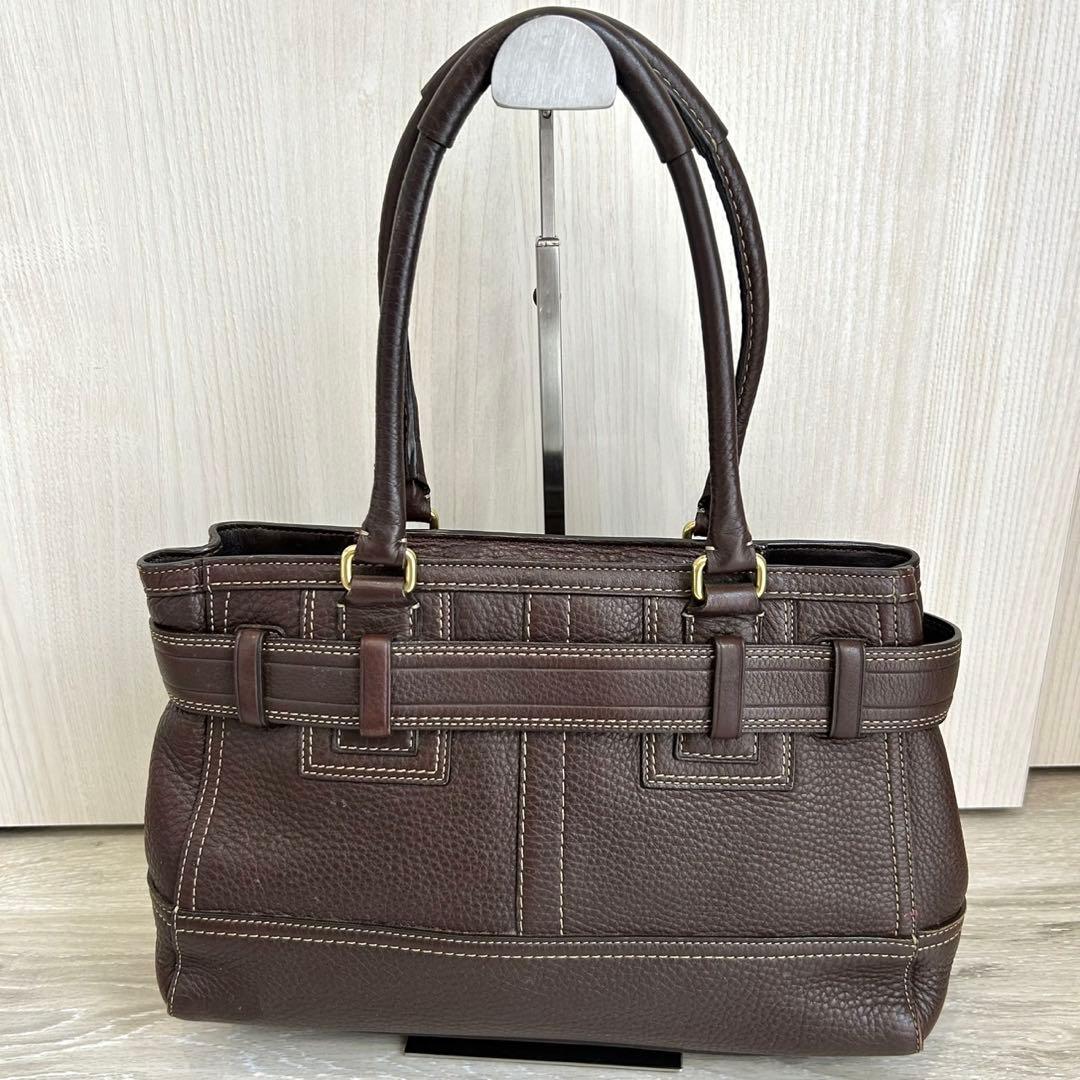 【美品】コーチ トートバッグ ブラウン レザー シボ革 10212
