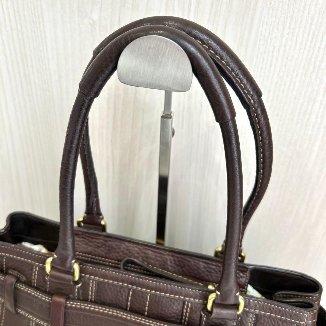 【美品】コーチ トートバッグ ブラウン レザー シボ革 10212