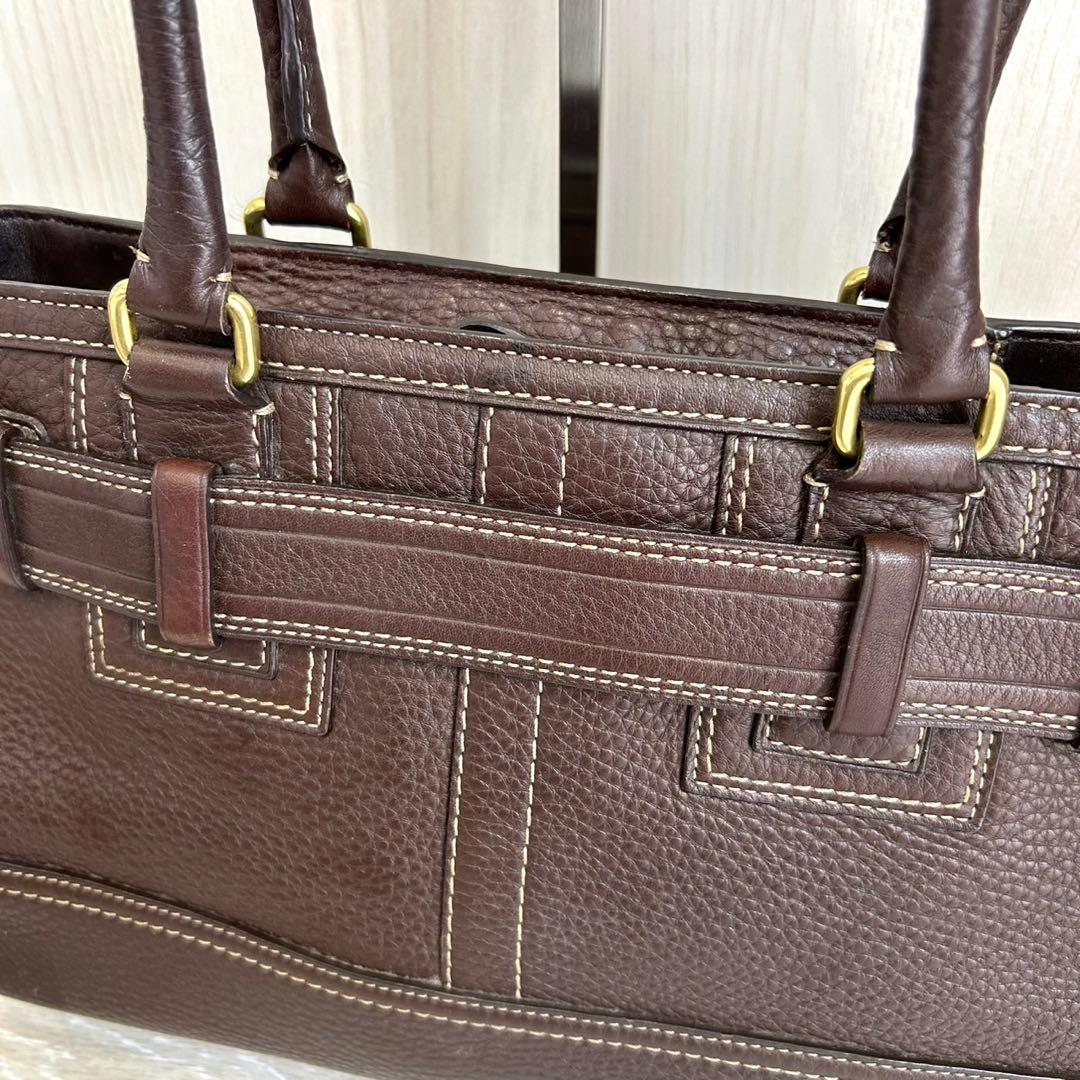 【美品】コーチ トートバッグ ブラウン レザー シボ革 10212