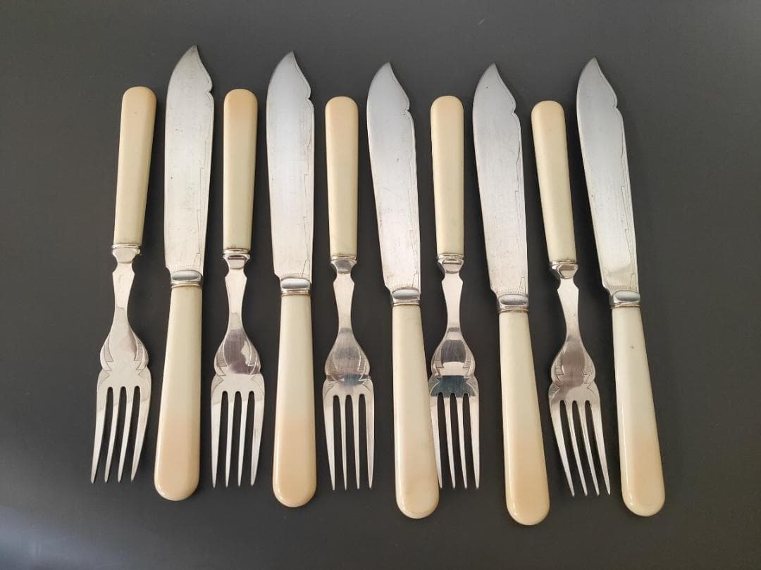 英国ヴィンテージ シルバープレート ナイフ フォーク 10本set (L10)