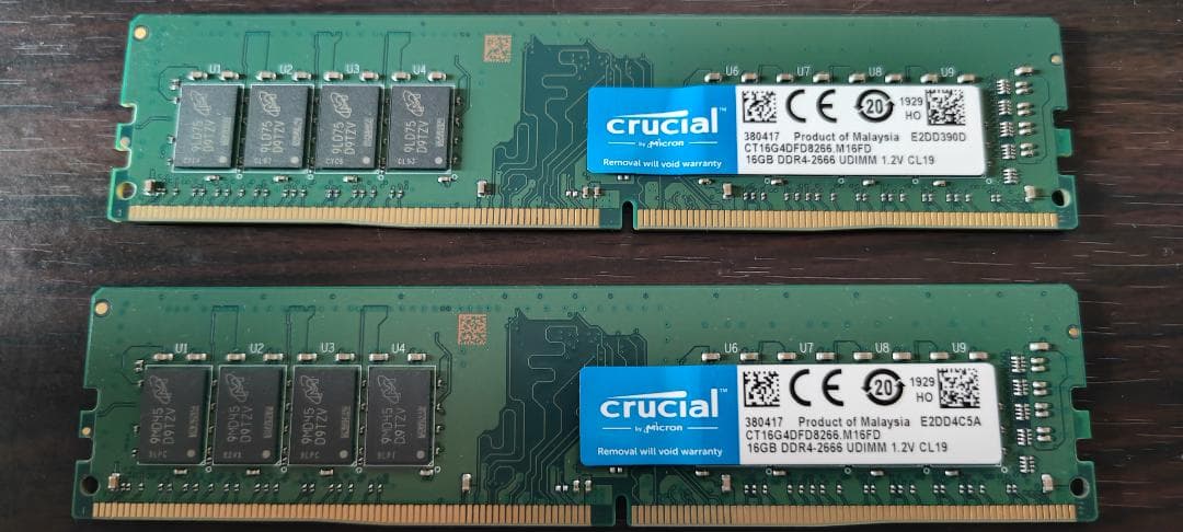 Crucial 16GB×2枚 計32GB DDR4-2666 CL19