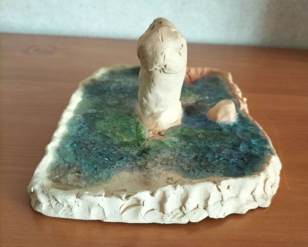 プールとブランコ ガラス 陶芸作品 梱包済み❤