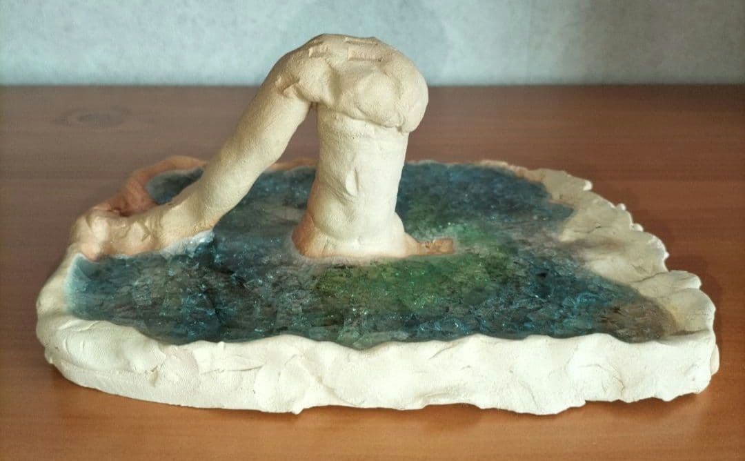 プールとブランコ ガラス 陶芸作品 梱包済み❤